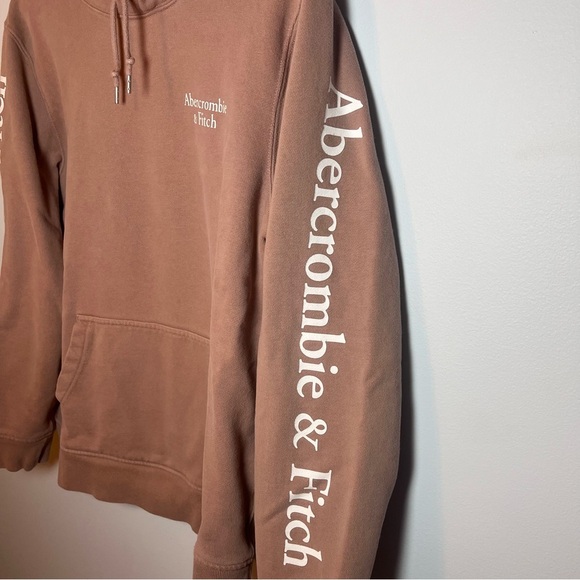 Abercrombie & Fitch Hoodie Unisex M Dusty Mauve Pink Logo Sweatshirt Cozy Thick - Picture 4 of 7